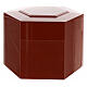 Cremation urn glossy red lacquered hexagonal 5L s1