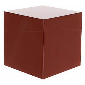 Cubic urn, smooth surface with glossy red lacquered finish, 5L