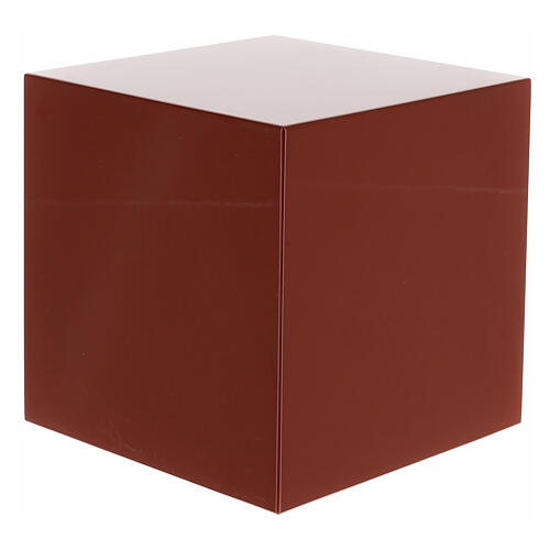 Glossy red lacquered smooth cube urn 5L 1