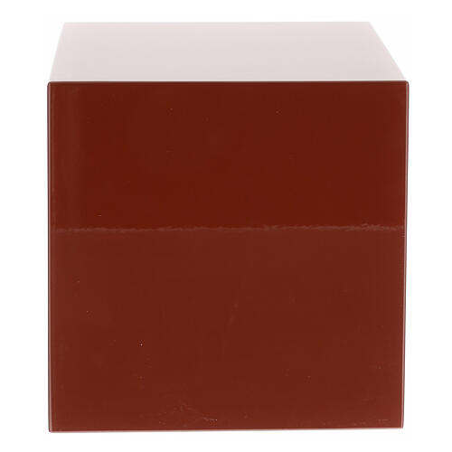 Glossy red lacquered smooth cube urn 5L 3