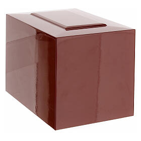 Cremation urn glossy red lacquered ashlar parallelepiped 5L