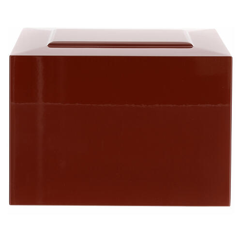 Cremation urn glossy red lacquered ashlar parallelepiped 5L 4