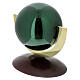Cremation urn Ovazione, green lacquered steel sphere, mahogany base s2