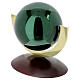 Cremation urn Ovazione, green lacquered steel sphere, mahogany base s4