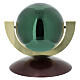 Ovation cremation urn green lacquered steel sphere with mahogany base s1