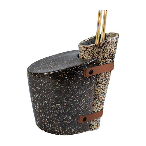 Black Urn with Light Brown Flower Holder 2 Pieces 32x30x23 cm 5L 1