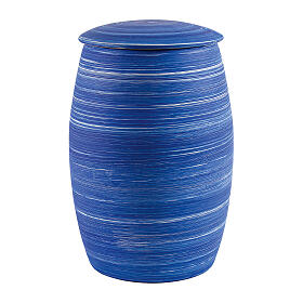 Urne mit weißen und blauen Querstreifen, Keramik – 30×20 cm, 5 Liter