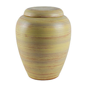 Urne mit gelben, grünen, braunen und hellblauen Querstreifen, Keramik – 30×20 cm, 5 Liter