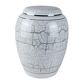 White and Silver Glossy Marble Effect Urn, 20x30 5lt