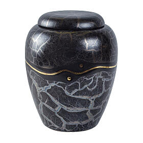 Black urn with marble veins gold decor, 20x30 5lt