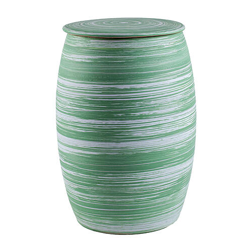 Green and white horizontal striped urn, 8x12 in, 5L 1