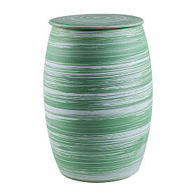 Urne lignes horizontales vertes et blanches 20x30 cm 5 litres