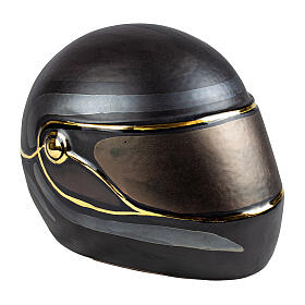 Urne casque moto noir détails or 25x23x30 cm 6 litres