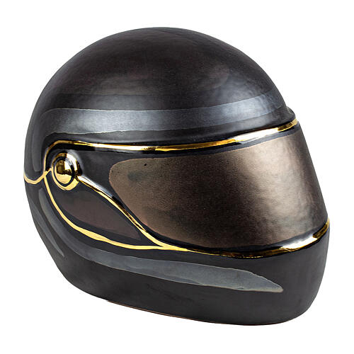 Urne casque moto noir détails or 25x23x30 cm 6 litres 1