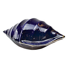 Urne coquillage bleu nuit détails or 45x23x18 5 litres
