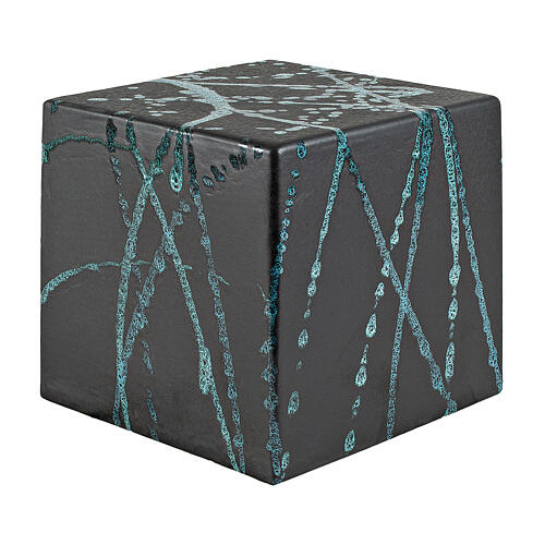 Urne carrée noire avec coups de pinceau paillettes bleues 20x20x20 cm 5 litres 1