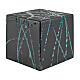 Urne carrée noire avec coups de pinceau paillettes bleues 20x20x20 cm 5 litres s1