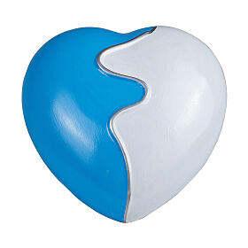 Urne coeur blanc et bleu ciel 14x30x29 cm 5 litres
