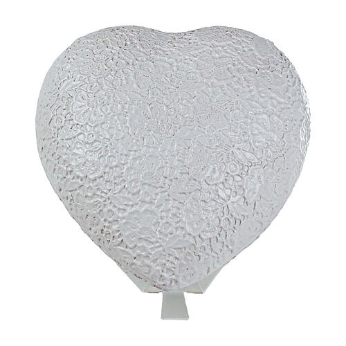 Urne cœur blanc relief fleurs 14x30x29 cm 5 litres 1