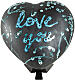 Urne in Herzform, schwarz matt mit blauen Details „Love you“, Keramik – 14×30×29 cm, 5 Liter s1