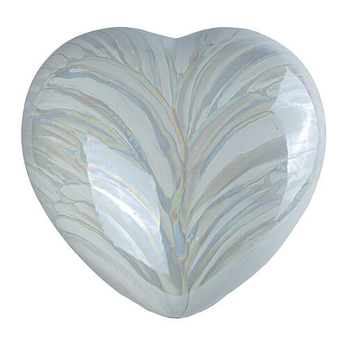 Glossy white heart-shaped urn with holographic effect, 5.5x12x11 in, 5L 1