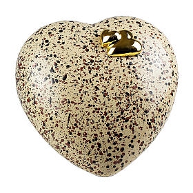 Urna corazón punteado marrón y negro con corazoncitos dorados 14x30x29 5lt