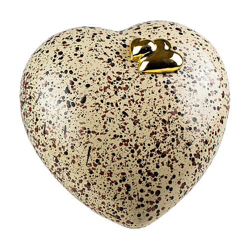 Urna corazón punteado marrón y negro con corazoncitos dorados 14x30x29 5lt 1