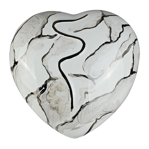 Heart urn with black and white veins marble effect 14x30x29 5lt 1