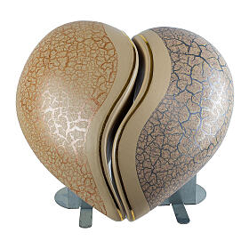 Urn 2 piece double heart light and dark brown marble effect, 15x40x40 10lt