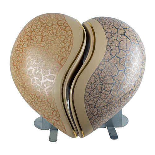 Urn 2 piece double heart light and dark brown marble effect, 15x40x40 10lt 1