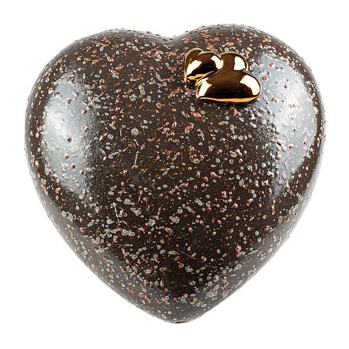 Urna corazón punteado marrón y marrón claro con corazones dorados 14x30x29 5lt 1