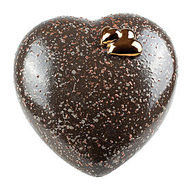 Brown and light brown dotted heart urn with golden hearts 14x30x29 5lt