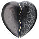 Black heart-shaped urn with gold marble details, 5.5x12x11 in, 5L s1