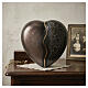 Black heart-shaped urn with gold marble details, 5.5x12x11 in, 5L s2