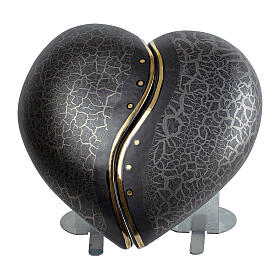Urna corazón negro detalles mármol oro 14x30x29 5lt