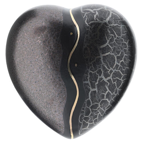 Urna cuore nero dettagli marmo oro 14x30x29 5lt 1