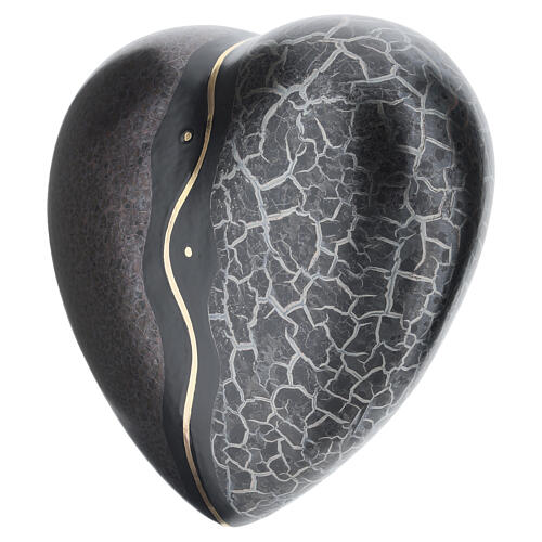 Black heart urn with gold marble details 14x30x29 5L 3