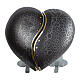 Black heart urn with gold marble details 14x30x29 5L s1