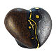 Two-piece urn, matte black double heart with gold marble effect detail, 6x16x16 in, 10L s1