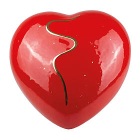 Red heart urn with gold finishes 14x30x29 5lt