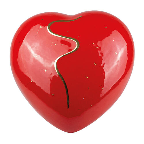 Red heart urn with gold finishes 14x30x29 5lt 1