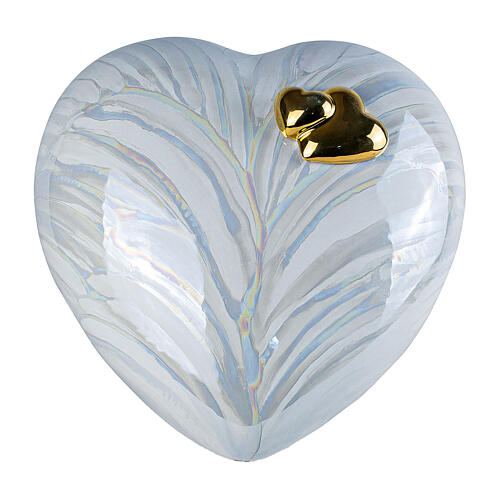Urne cœur blanc effet holographique petits cœurs dorés 14x30x29 cm 5 litres 1