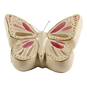 Urne papillon blanc, or et rose 16x38x28 cm 6 litres