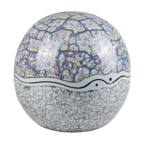 Urna esférica efecto mármol gris y violeta 25 cm 7lt 1
