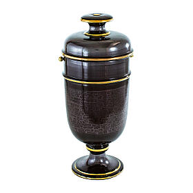 Urne in Amphorenform, Schwarz mit goldenen Details, Keramik – Höhe 51 cm, Ø 18 cm, 5 Liter