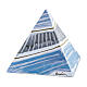 Pyramid Urn with White and Blue Geometric Motif, 25x26x26 5lt s1