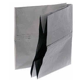 Cube urn with white, pink, orange, and grey geometric, 20x20x20 5lt