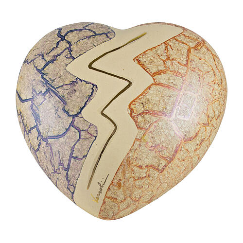 Orange and blue marble effect urn, heart-shaped, 5.5x12x11 in, 5L 1