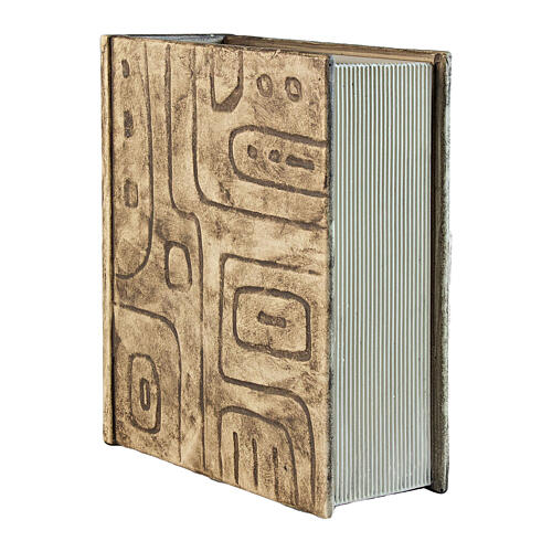 Urne in Buchform, Dunkelbraun mit weißen Details, Keramik – 31x26x12 cm, 5 Liter 1