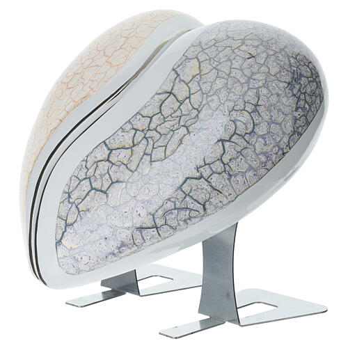 Two-piece urn in orange and light blue marble effect, double heart, 6x16x16 in, 10L 3